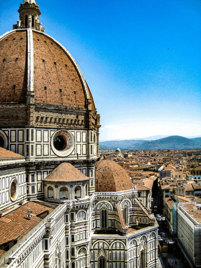 Close-up of Brunelleschi’s Dome in Florence — the Renaissance masterpiece at the heart of Ross King’s Brunelleschi’s Dome.