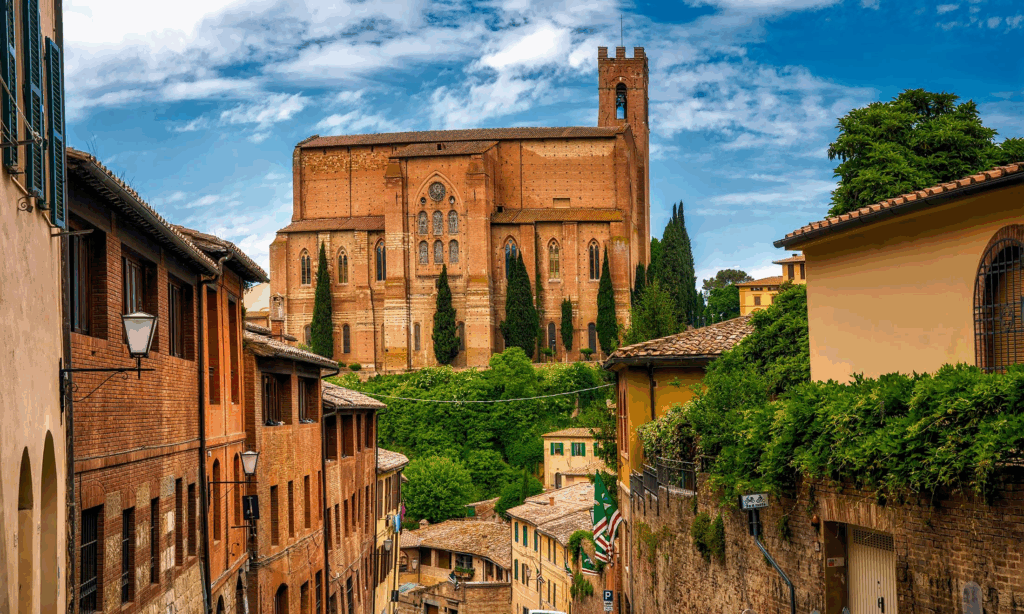 Historic church in Siena, Tuscany, a cultural highlight often included in private Tuscany region tours.