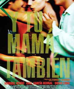 Film poster for Y Tu Mamá También — a coming-of-age road film with scenes rooted in Mexico City